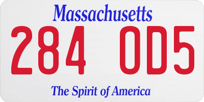 MA license plate 284OD5