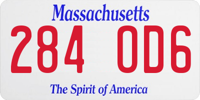 MA license plate 284OD6