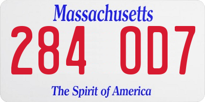 MA license plate 284OD7