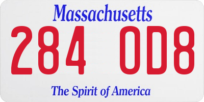 MA license plate 284OD8