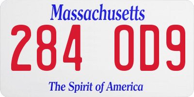 MA license plate 284OD9