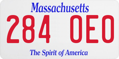 MA license plate 284OE0