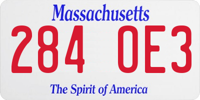 MA license plate 284OE3