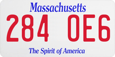 MA license plate 284OE6