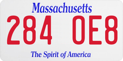 MA license plate 284OE8