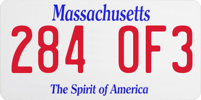 MA license plate 284OF3