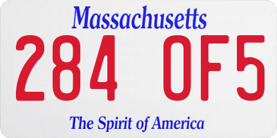 MA license plate 284OF5