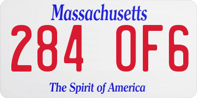 MA license plate 284OF6