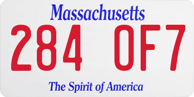 MA license plate 284OF7