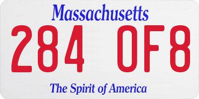 MA license plate 284OF8