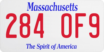 MA license plate 284OF9