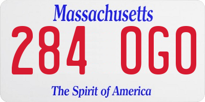 MA license plate 284OG0