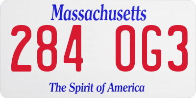MA license plate 284OG3