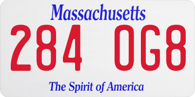 MA license plate 284OG8