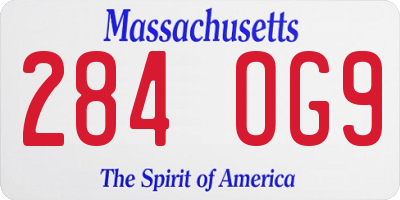MA license plate 284OG9