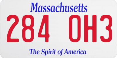 MA license plate 284OH3