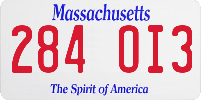 MA license plate 284OI3