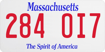 MA license plate 284OI7