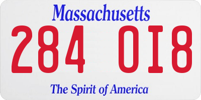 MA license plate 284OI8