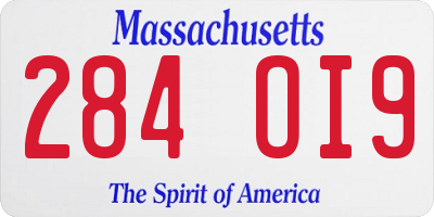 MA license plate 284OI9
