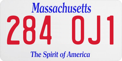 MA license plate 284OJ1