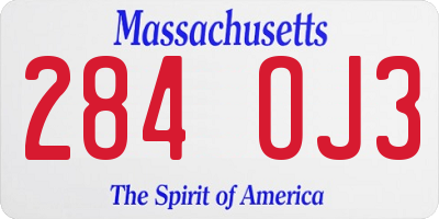 MA license plate 284OJ3