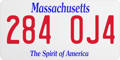 MA license plate 284OJ4