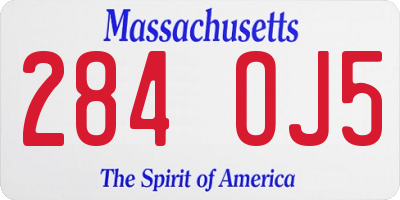 MA license plate 284OJ5