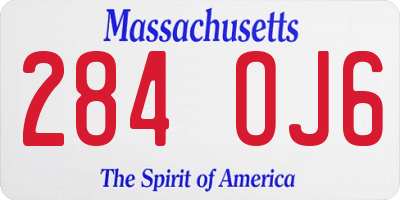 MA license plate 284OJ6