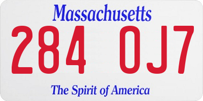 MA license plate 284OJ7