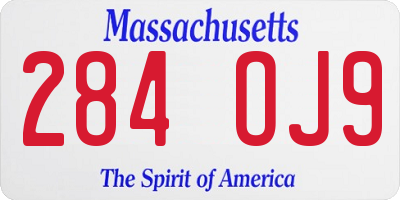 MA license plate 284OJ9