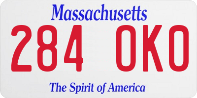 MA license plate 284OK0