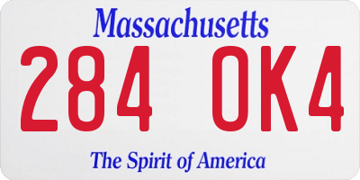 MA license plate 284OK4