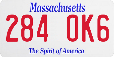 MA license plate 284OK6
