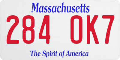 MA license plate 284OK7