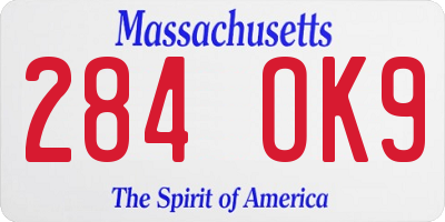 MA license plate 284OK9