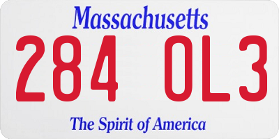 MA license plate 284OL3