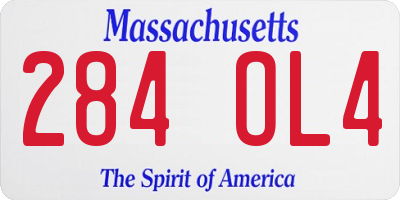 MA license plate 284OL4
