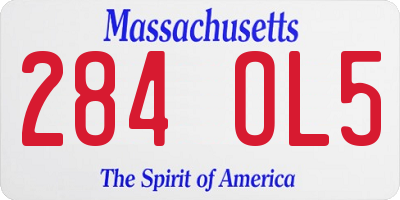 MA license plate 284OL5