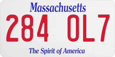 MA license plate 284OL7