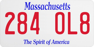 MA license plate 284OL8