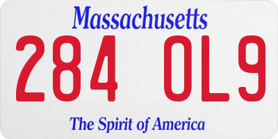 MA license plate 284OL9