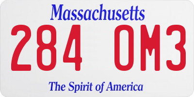 MA license plate 284OM3