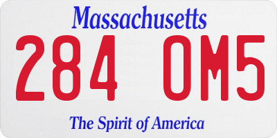 MA license plate 284OM5