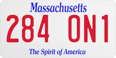 MA license plate 284ON1