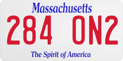 MA license plate 284ON2