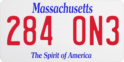 MA license plate 284ON3