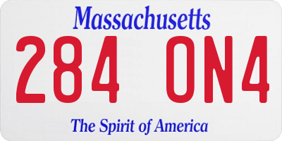 MA license plate 284ON4