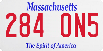 MA license plate 284ON5