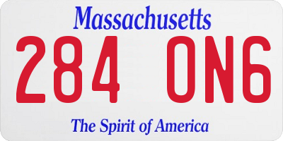 MA license plate 284ON6
